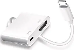 USB C to HDMI to iPhone 15 HDMI adapter to TV 4K@60Hz USB C to HDMI Adapter with Charging Port iPhone to HDMI to USB C Adapter Compatible for iPhone 16/15 Series/iPad Pro/Galaxy to HDTV Projector