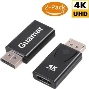 4K DisplayPort to HDMI Adapter 2 Pack Display Port to HDMI (Monitor) Converter DP Male to HDMI Female Connectors Gold-Plated for HP Laptop PC Computer HDTV Projector Desktop