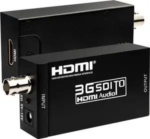 SDI to HDMI Converter Full HD 1080P Video Audio Adapter Supports SD/HD/3G-SDI to HDMI Conversion for Camera Monitor Projector Display