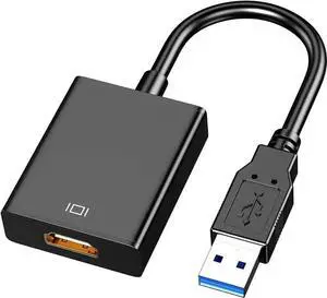 USB to HDMI Adapter USB 3.0/2.0 to HDMI Cable Multi-Display Video Converter- PC Laptop Windows 7 8 10 Desktop Laptop PC Monitor Projector HDTV.[Not Support Chromebook] Silver