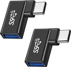 10Gbps USB C to USB OTG Adapter Right Angle USB 3.0 Female to Type C Male Connector Support for Data Sync & Charging Max 5V 3A compaticable for Smartphone Flash Drives Laptop Hubs-2pack