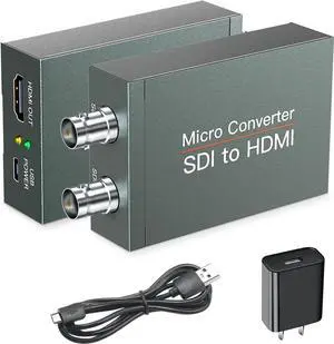 SDI to HDMI Converter with SDI Loop Out 1080p HD-SDI / 3G-SDI/SD-SDI to HDMI Video Audio Converter BNC to HDMI Adapter for SDI Camera Monitor Projector