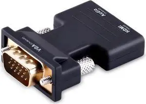 Active 1080P Female HDMI to VGA Male Converter Adapter Dongle with 3.5mm Stereo Audio Portable HDMI Connector for Laptop PC PS3 Xbox STB Blu-ray DVD TV Stick