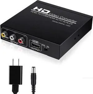 HDMI to RCA and HDMI Adapter Converter 3RCA CVBS AV Composite Video Audio Adapter/Splitter with PowerAdapter Support 1080P PAL NTSC for HD TV Older TV Camera Monitor etc(Black)