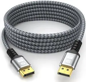 8K DisplayPort Cable DP 1.4 Cable 25ft(8K@60Hz 4K@144Hz 2K@240Hz) Support 32.4Gbps Gold Plated Connector High Refresh Rate for Gaming Monitor HDR FreeSync G-Sync Graphics Card PC