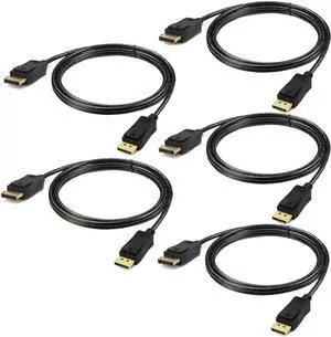 DisplayPort Cable 6ft 5-Pack Display Port(DP) Monitor Cord [4K@60Hz 2K@165Hz 2K@144Hz 1440P@144hz V1.2]