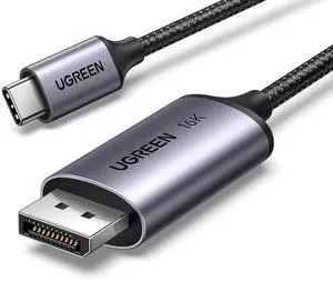 USB C to DisplayPort 2.1 Cable 16K@30Hz 8K@120Hz 40Gbps Thunderbolt 4/3 to DisplayPort Cord Alu Braided Compatible iPhone 16/15 Pro Max Galaxy S25 MacBook Pro/Air iPad Mac mini XPS 6.6FT