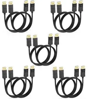 DisplayPort to DisplayPort Cables 6FT 10-Pack 4K@60Hz DP Display Port Male to Male Cord Gold-Plated 2K@165Hz Compatible for Computer Laptop Graphics Card etc