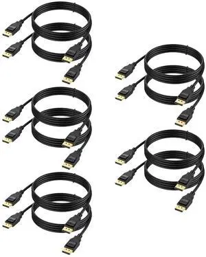 8K DisplayPort Cable 1.4 10-Pack 6 Feet 1.4 Display Port DP to DP Cable (8K@60Hz 4K@120Hz 2K@144Hz 1080P@240Hz) Ultra High Speed for Laptop PC TV Gaming Monitor