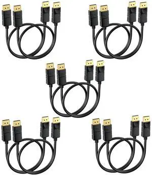 DisplayPort Cable 3FT 10-Pack DP Display Port Cord Male to Male Gold-Plated Supports 4K@60Hz 2K@144Hz Compatible for Computer Laptop Graphics Card Docking Station