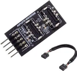 Dual USB 3.1 Type-E Key-A Front Panel Socket to USB 2.0 9Pin Mainboard Header Extension Adapter with 9Pin Cable