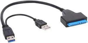 to Dual USB3.0 2.0 Powered 22 Pin Hard Drive USB 3.0 Cable High Speed Adapter Cable for External 2.5 inch HDD SSD