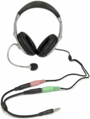 3.5mm Stereo Audio Male To 2 Female Headset Mic TRRS Y Splitter Cable Adapter Mole Phone Adapters & ConvertersGood Quality