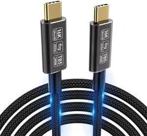 usb c data transfer cable Compatible with Thunderbolt 5 cable,Thunderbolt 4/3,80 Gbps usb c data transfer cable, Supports 16K/Dual 8K usb c to usb c video cable, usb c to usb c for monitor 6.6FT