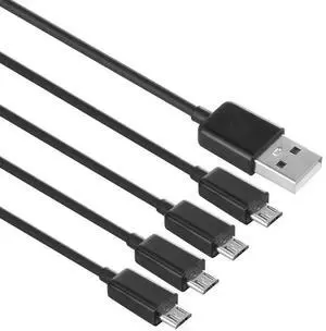 FOR Micro USB Charging Cable, 4 in 1 USB 2.0 A Male to 4 Micro USB Male,Micro USB Splitter Cable (Black 0.5M)
