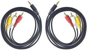 FOR 2-Pack 3.5mm to 3 RCA AV Cable 4FT, 1/8" TRRS AUX Male(CTIA) to RCA Male Stereo Audio Video Cable for TV, Camcorders, DVD Player