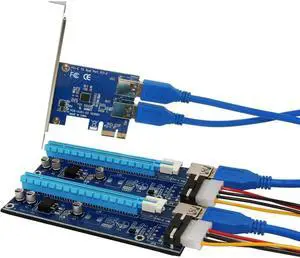 PCIe Riser Card 1 to 2 PCI-E 1X to PCI-E 16X Slot With USB 3.0 Power Cable Mining Adapter Conveter for BitCoin PCIe Riser Card 1 to 2 PCI-E 1X to PCI-E 16X Slot With USB 3.0 Power Cable Mining Adapter Conveter for BitCoin