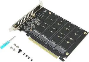 4 Port M.2 NVMe SSD to PCIE X16M Key Hard Drive Converter Reader Expansion Card, 4 x 32Gbps Transfer Speed (PH44) 4 Port M.2 NVMe SSD to PCIE X16M Key Hard Drive Converter Reader Expansion Card, 4 x 32Gbps Transfer Speed (PH44)