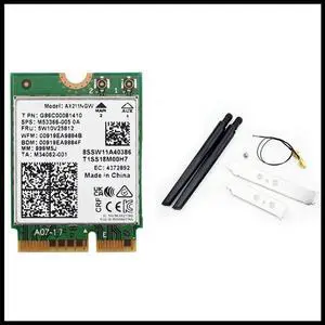 AX211NGW+Dual Antenna 6E M.2 Key E CNVio2 2.4Ghz/5Ghz Wireless Network Card 802.11Ac Bluetooth 5.2 Adapter
