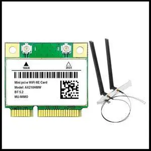 AX210HMW Card with Antenna 6E Mini PCI-E AX210 802.11Ax/Ac 2.4G/5G/6Ghz BT5.2 Wireless Adapter for Laptop