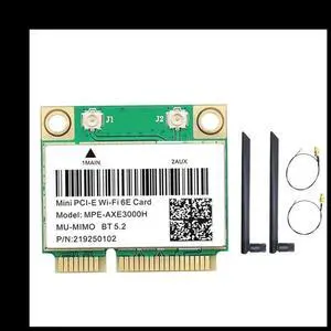 MPE-AXE3000H Card+Dual Antenna 6E 2400Mbps Mini PCI-E for BT 5.2 802.11AX 2.4G/5G/6Ghz Wlan Network Card