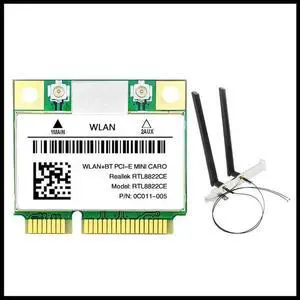 RTL8822CE Card with Antenna 1200Mbps 2.4G+5Ghz 802.11AC Network Mini PCIe BT 5.0 Support Laptop/PC Windows 10/11