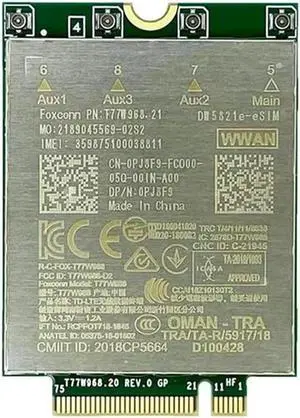 T77W968 For DW5821E LTE Cat16 GNSS 5G WWAN Card Module Component For Lattore 5420 5424 7424 Rugged Latitude 7400/7400 2-In