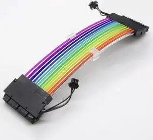 24Pin ATX Motherboard RGB Extension Power Supply Cable for PC Case DIY Computer Cord Custom Build Gaming Case Modding