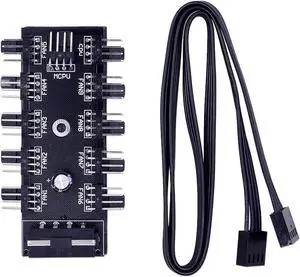 10pcs Cooling Fan Hub Splitter Cable PWM 12V 4Pin Power Supply Adapter PC 1 to 10 4Pin Cooler for PC Mining