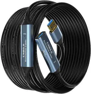 USB 3.0 Extension Cable 100FT Type A Male to Female Active Extender Cord with 4 Extension Chipsets Signal Booster and 1 USB-C Charging Port, for Webcam, PlayStation, Printer, Camera
