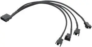 1 To 2 Way Y-Splitter Sleeved 4-Pin Male To 2x 4-Pin PWM Male Connector Fan Extension Adapter Cable
