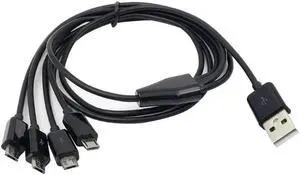 4in 1 USB Male to Micro USB Male Micro USB Multi Charging Cable 100cm Total Long(Black)