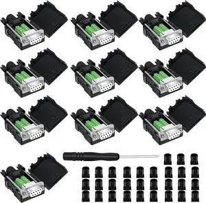 YIOVVOM DB9 Breakout Connector,DB9 Solderless RS232 D-SUB Female Serial Adapters 9-Pin Port White Adapter to Terminal Connector Signal Module with case Set of 10