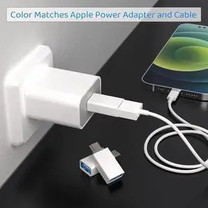 USB C to USB Adapter Pack-2 USB-C Male to USB 3.0 Female Adapter for iPhone 16/15 MacBook Pro iMac iPad Pro/mini 6 Pixel 6 5 4 xl USB C Wall Plug Charger and Any Type C or Thunderbolt 4/3 Devices