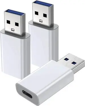 3Pack USB to USB C Adapter Typec to USB Adapter Charger Cable Converter OTG Charger Converter for iPhone 16/15/14/13/12 Pro Max Plus iPad 9/10 Air 5 Mini 6 Car S24 S23 S22 Plus Ultra etc.