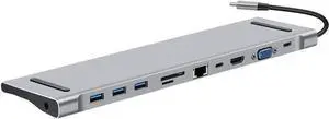 USB C Docking Station, 11in-1 USB C Hub with HDMI, Mini DP, VGA, Ethernet, 3 USB 3.0, SD/TF, 3.5mm Ports, PD 100WMassive ExpansionExpand your laptop USB-C ports into 4K*2K@30Hz HDMI, 4K*2K@30Hz Mini D