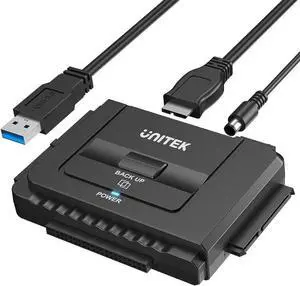 USB 3.0 to IDE and SATA Converter External Hard Drive Adapter Kit for Universal 2.5/3.5 HDD/SSD Hard Drive Disk One Touch Backup Function Included 12V/2A Power Adapter
