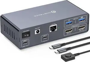 USB C Docking Station Dual Monitor 4K60Hz 12 in 1 Laptop Docking Station Dual HDMI Adapter with 10Gbps USB 3.2 Ports 1000Mbps Ethernet Port for USB C Thunderbolt 3 Laptops