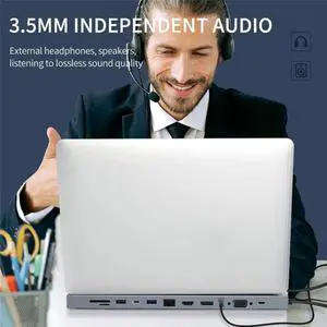 USB C Hub Docking Station 12 in 1-4K HDMI&DP,VGA,3 USB Ports, 3.5mm Audio, PD 100W, SD/TF, 1Gbps Ethernet - Laptop Docking Station for MacBook/Dell XPS/More Type-C Devices
