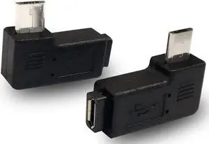 1 Pair Right Left 90 Degree Angle Micro USB Male to Micro USB Female Adapter