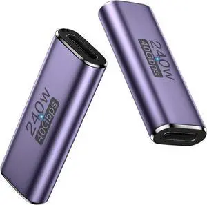 USB C Female to Female Adapter USB C Coupler Supporting 240W Fast Charging/40Gbps Data Transfer USB Type C Extender with 8K@60Hz Video for MacBook iPad Thunderbolt 4/3-2 Pack