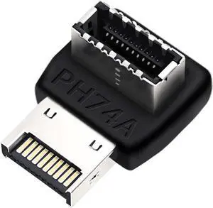 USB C Motherboard AdapterUSB 3.2 Type E 90 Degree Front Panel Internal Connector Header Converter for Motherboard Black C