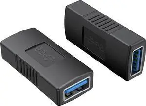 USB 3.0 Female to Female USB Adapter [2 Pack] USB Coupler USB 3.0 A Female to Female Extension Adapter USB to USB Adapter Black