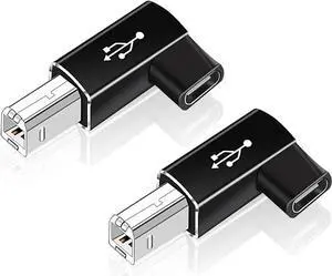 2 Pack USB B to USB C Adapter 90 Degree Right Angle Type C Female to MIDI Converter Compatible with Printer Electric Piano Laptops and More Type-C Devices