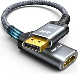 4K Display Port to HDMI Adapter Uni-Directional DP 1.2 Computer to HDMI 2.0 Screen Display Port to HDMI Adapter (Male to Female) SR Anti-Break No Latch for HP AMD NVIDIA Passive