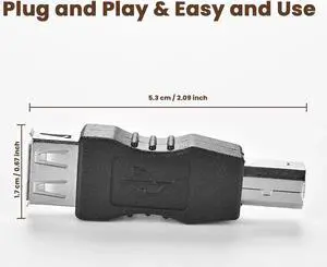 USB A to B Adapter USB 2.0 A Female to USB B Male Printer Converter Connector Plug for Printer/Scanner Extender Connection Printer to USB Adapter (F/M ??-????????)