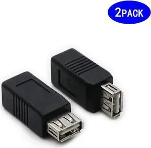 2 Pack USB 2.0 AF/BF Plug Type A Female to Type B Female Adapter Connector Converter Compatible with Laptop Computer Hard Drive Printer Camera