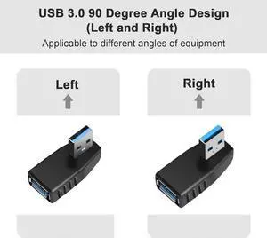 USB 3.0 Adapter 90 Degree Male to Female Coupler Connector Plug Left Angle and Right Angle