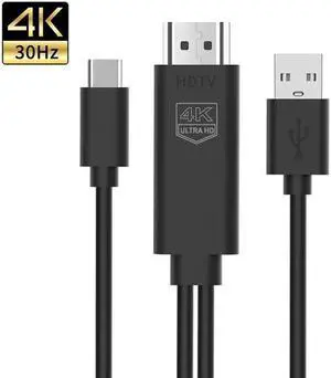 USB Cable HDMI-compatible Adapter 4K Video Digital Converter Cord USB3.1 To Adapter Cable for PC Mobile Phone Monitor Projector (1to2) (1.8m)