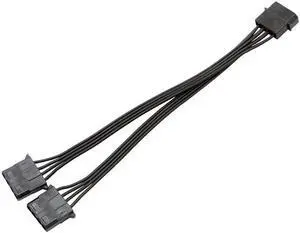 18AWG Molex 4 Pin Male To Dual 4 Pin Female IDE Molex Power Connectors Sleeved Y Splitter Cable